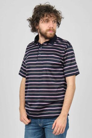 Arslanlı Erkek Cep Detaylı Çizgili Polo Yaka T-Shirt 07601117 Lacivert Lacivert