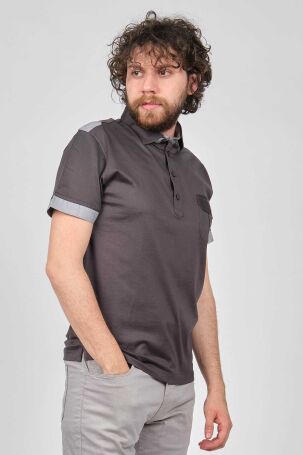 Arslanlı Erkek Cep Detaylı Polo Yaka T-Shirt 07601815 Füme Füme