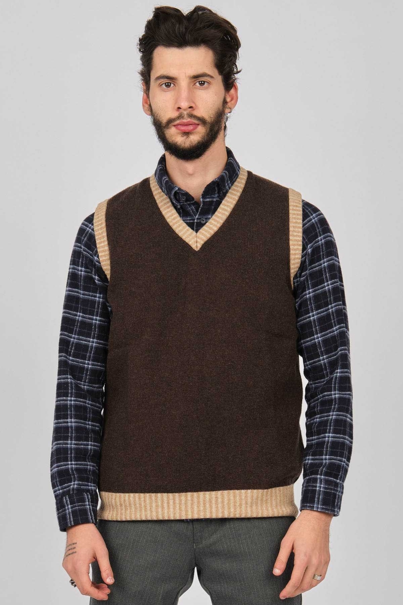 Arslanlı Erkek Lambswool V Yaka Süveter 0767990 Kahverengi Kahverengi