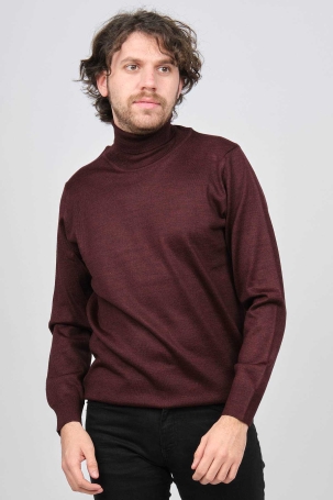 Ateş Triko Erkek Balıkçı Yaka Yün Kazak 6090008 Bordo Bordo