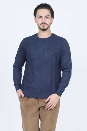 Ateş Triko Erkek Bisiklet Yaka Yün Kazak 6091895 Indigo Indigo