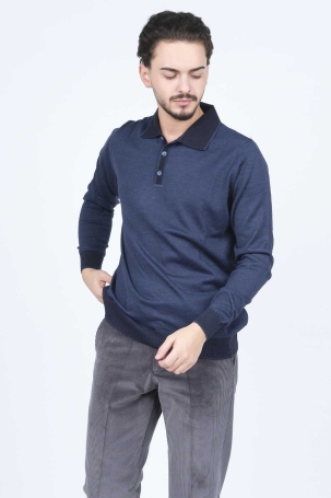 Ateş Triko Erkek Polo Yaka Yün Kazak 6091903 Indigo Indigo