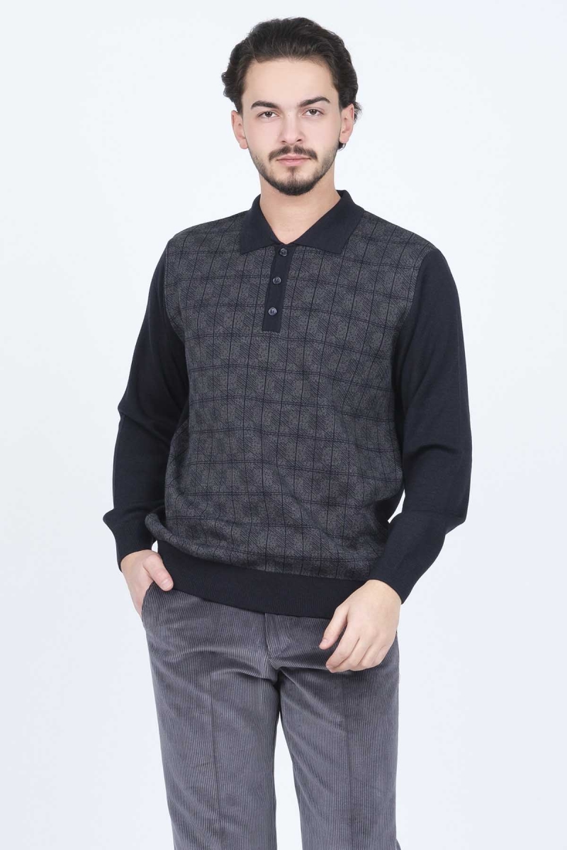 Ateş Triko Erkek Polo Yaka Yün Kazak 6092523 Lacivert Lacivert