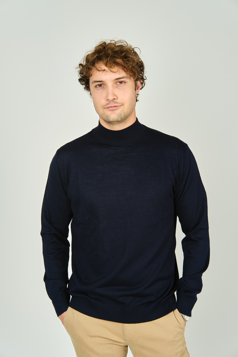 Ateş Triko Erkek Yarım Balıkçı Yaka Yün Kazak 0004 Lacivert Lacivert