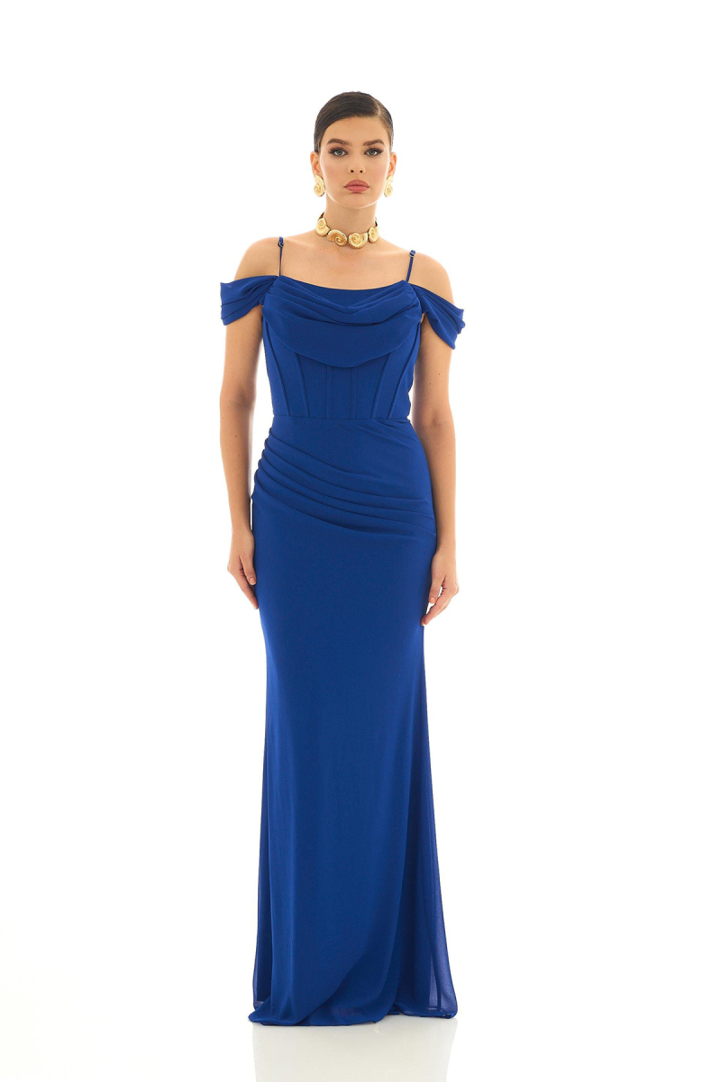 Carmen Kadın Askılı Uzun Şifon Abiye Elbise 58464 Saks Saks