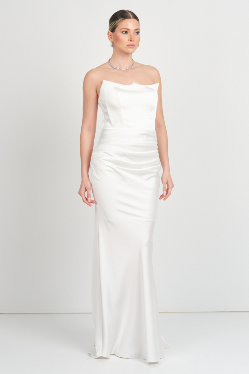 Carmen Kadın Straplez Maxi Boy Abiye Elbise 58565 Beyaz Beyaz