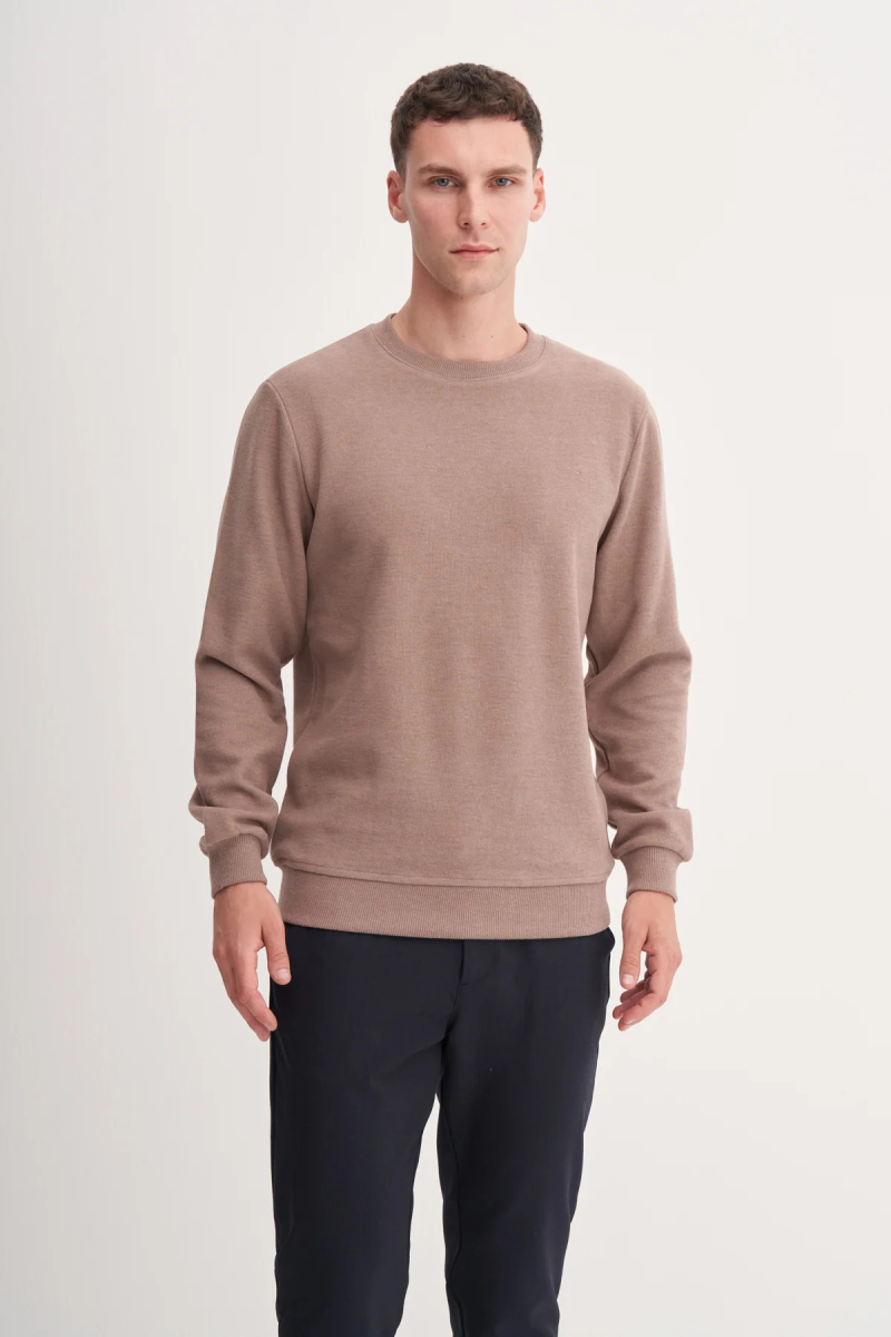 Cazador Erkek Bisiklet Yaka Selanik Örgü Slim Fit Sweatshirt Camel Camel
