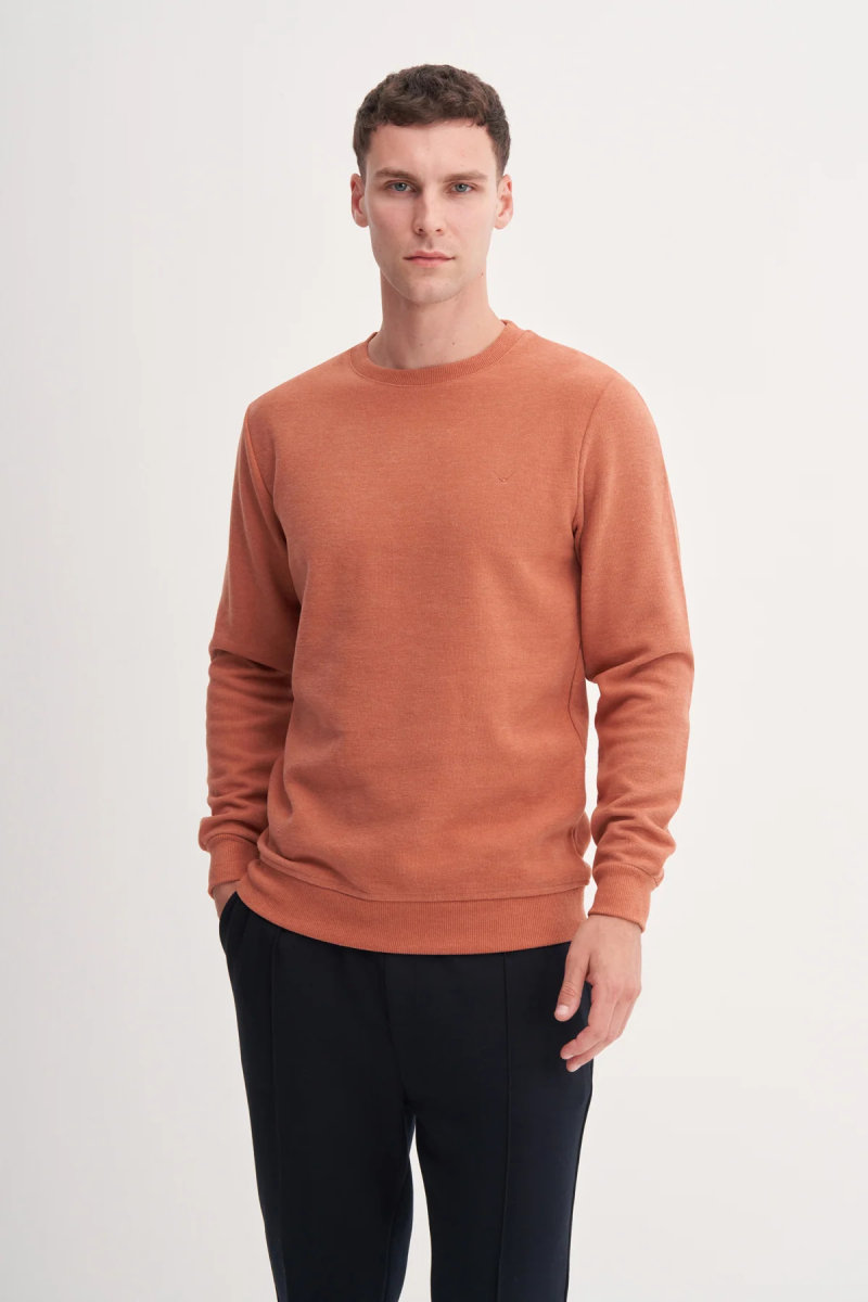 Cazador Erkek Bisiklet Yaka Selanik Örgü Slim Fit Sweatshirt Oranj Oranj