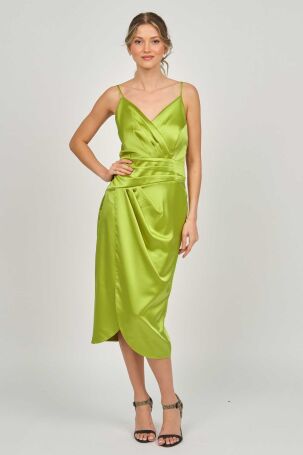 Dans Kadın Saten Araboy Abiye Elbise 5271208 Fıstık Yeşili Fıstık Yeşili