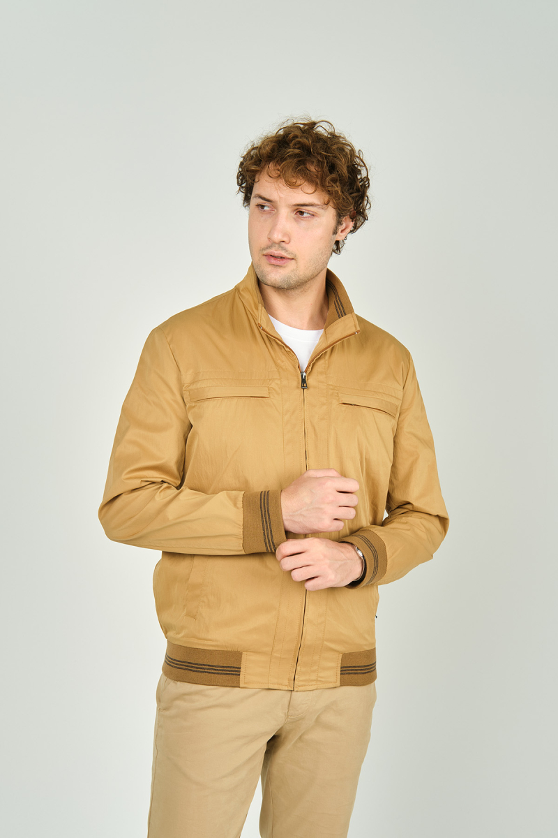Daynax Erkek Hakim Yaka Fermuarlı Cep Detaylı Mevsimlik Spor Mont 4500 Camel Camel