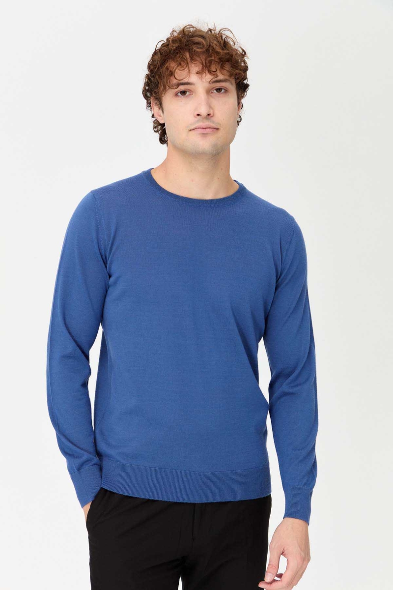 Desen Triko Erkek Basic Sıfır Yaka İnce Triko Kazak 02421603 Indigo Indigo