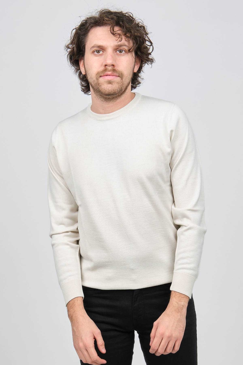 Desen Triko Erkek Bisiklet Yaka Yün Kazak 0249603 Kemik KEMİK