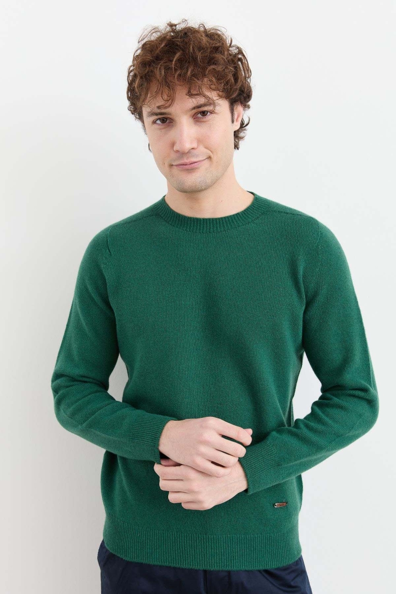 Desen Triko Erkek Sıfır Yaka Basic Yün Kazak 23525 Ö. Başı Ö. BAŞI