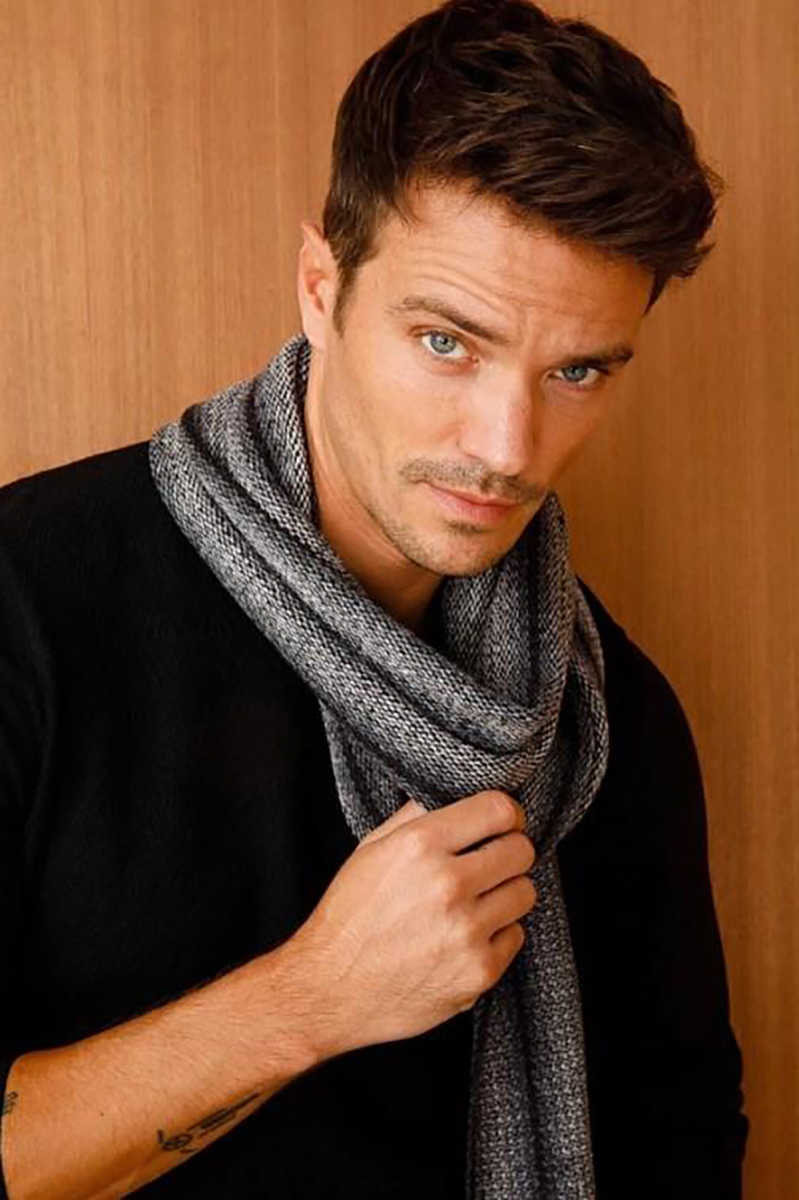 Desen Triko Erkek Yün Kaşkol 21526 Siyah Siyah