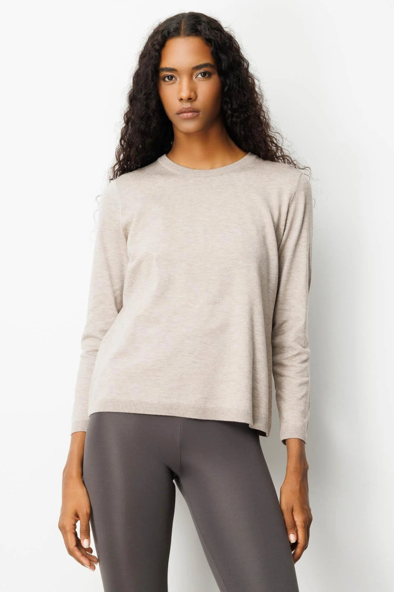 Desen Triko Kadın Basic Sıfır Yaka Kazak 0242308 Vizon Vizon