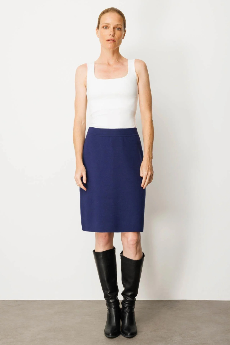 Desen Triko Kadın Düz Basic Etek 25066 Lacivert Lacivert