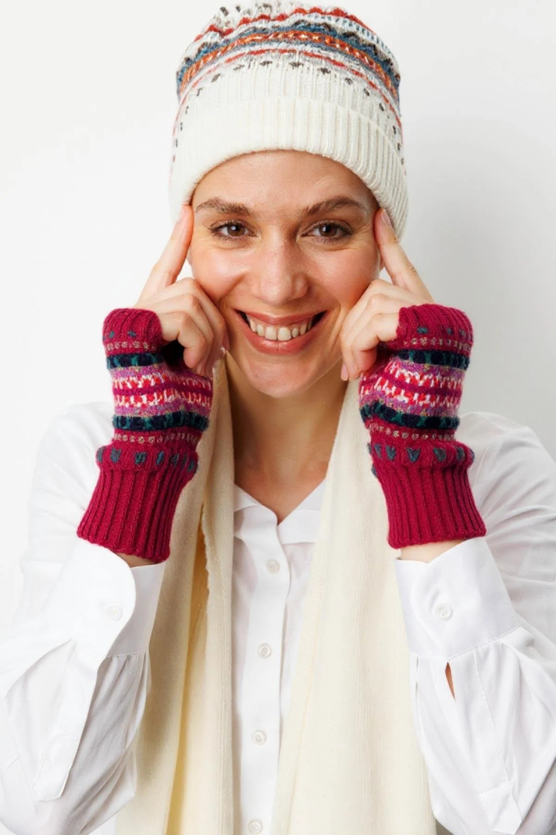 Desen Triko Kadın Jakarlı Yün Eldiven 25076 K.Kırmızı K.KIRMIZI