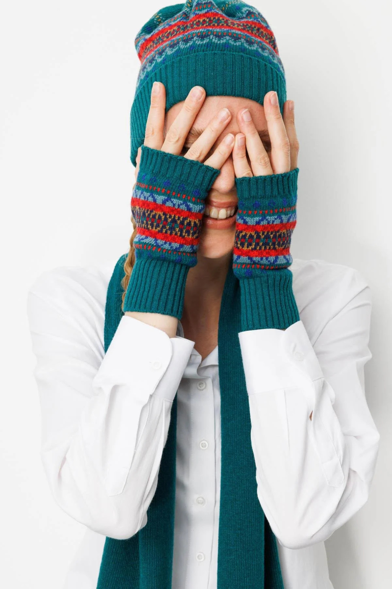 Desen Triko Kadın Jakarlı Yün Eldiven 25076 Ördek Yeşili ÖRDEK YEŞİLİ