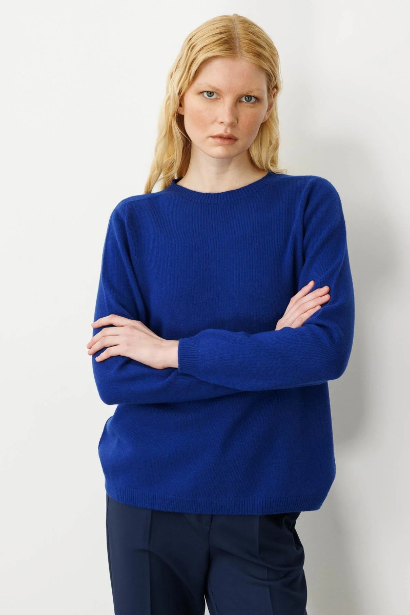 Desen Triko Kadın Sıfır Yaka Klasik Yün Kazak 23163 K.S. Mavi K.S. MAVİ