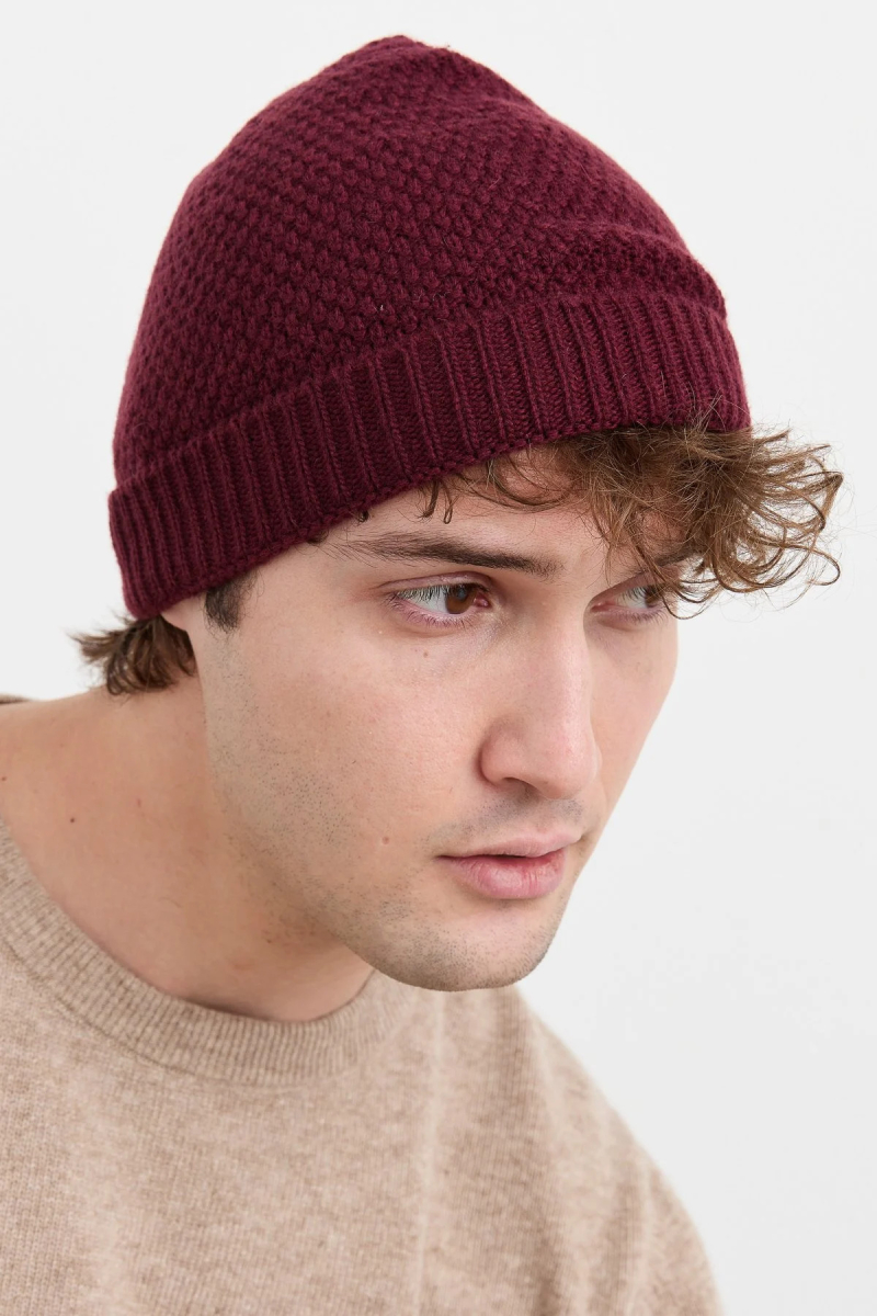 Desen Triko Unısex Yün Bere 22542 Bordo Bordo