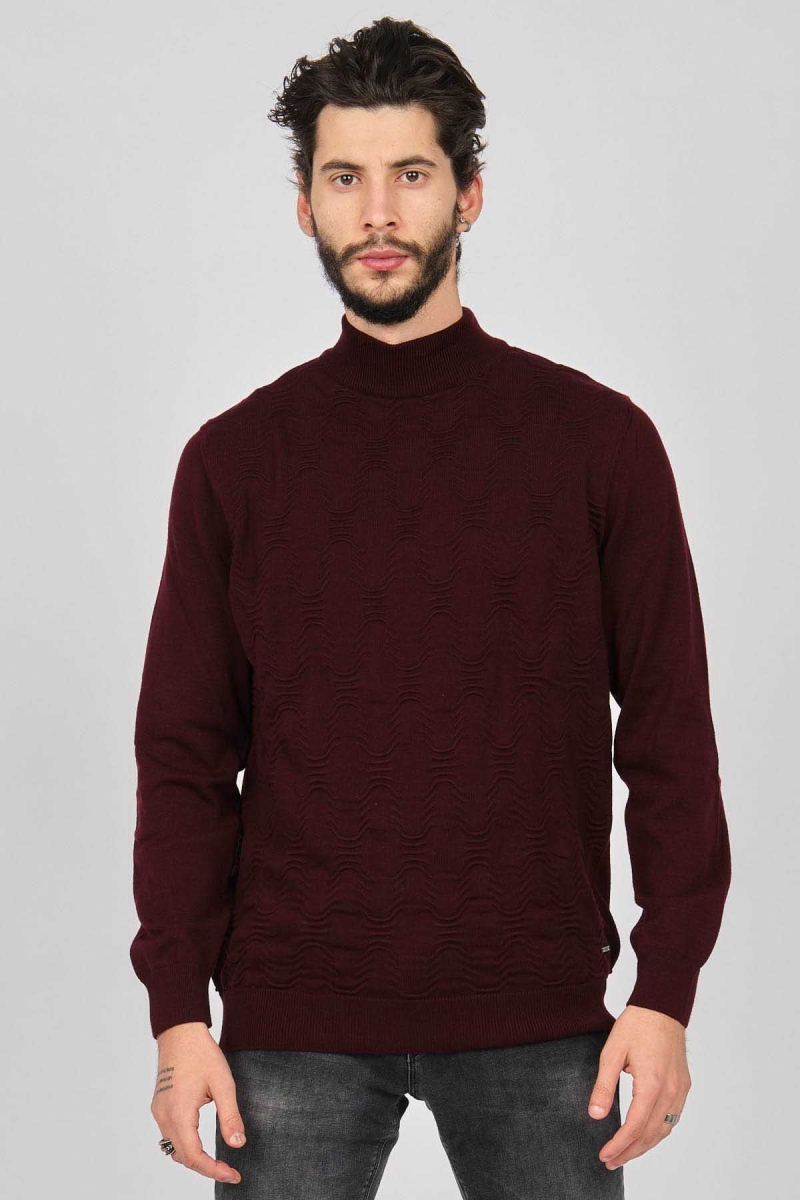 Dio Rise Erkek Desenli Yarım Balıkçı Kazak 650189280 Bordo Bordo