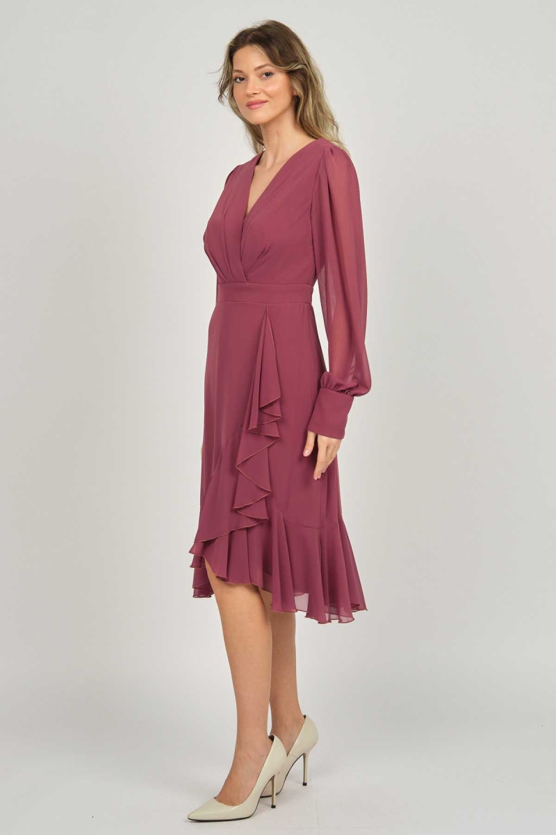 Doridorca Kadın Araboy Uzun Kol Abiye Elbise 5922117 Tarçın TARÇIN