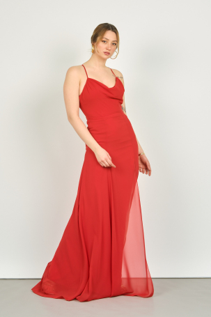 Doridorca Kadın Askılı Abiye Elbise 5924049 Kırmızı Kırmızı
