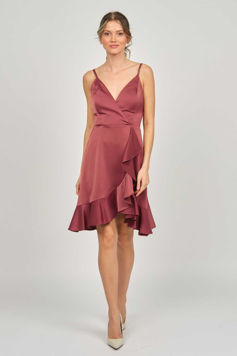 Doridorca Kadın Askılı Kısa Abiye Elbise 5922020 Tarçın TARÇIN