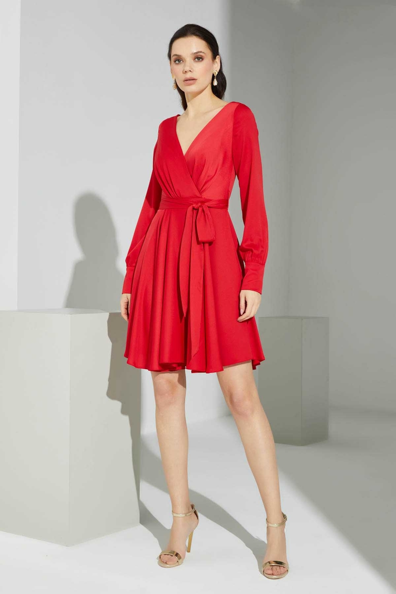 Doridorca Kadın Belden Bağlamalı Abiye Elbise 5924032 Kırmızı Kırmızı