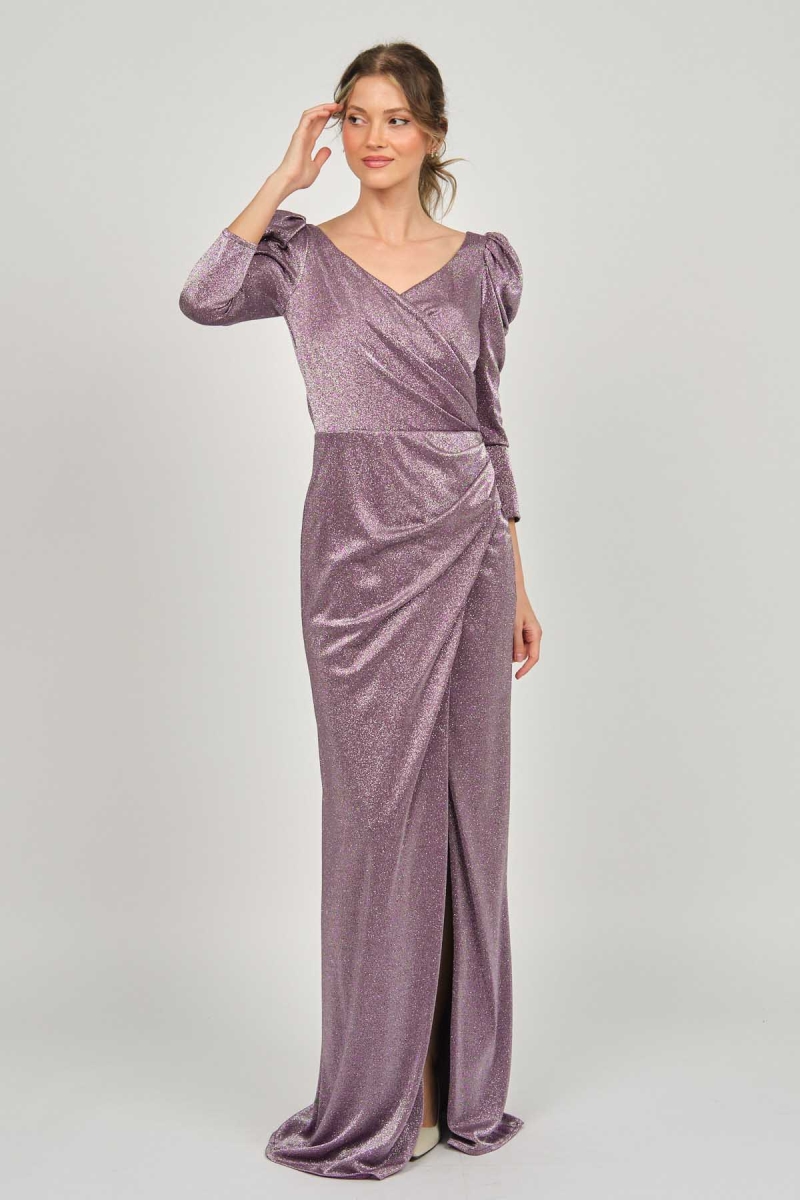 Doridorca Kadın Derin Yırtmaçlı Uzun Abiye Elbise 5922102 Mürdüm MÜRDÜM