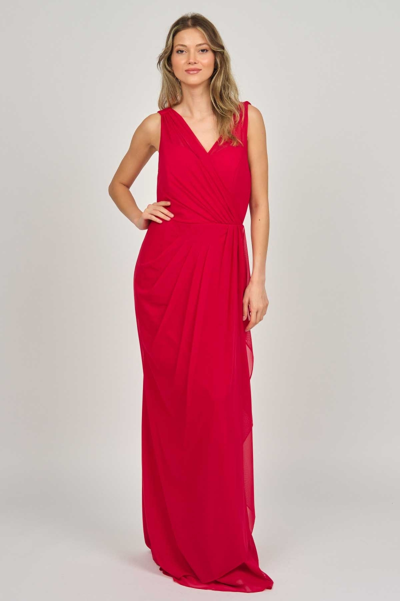 Doridorca Kadın Kolsuz Uzun Abiye Elbise 5922039 Kırmızı Kırmızı