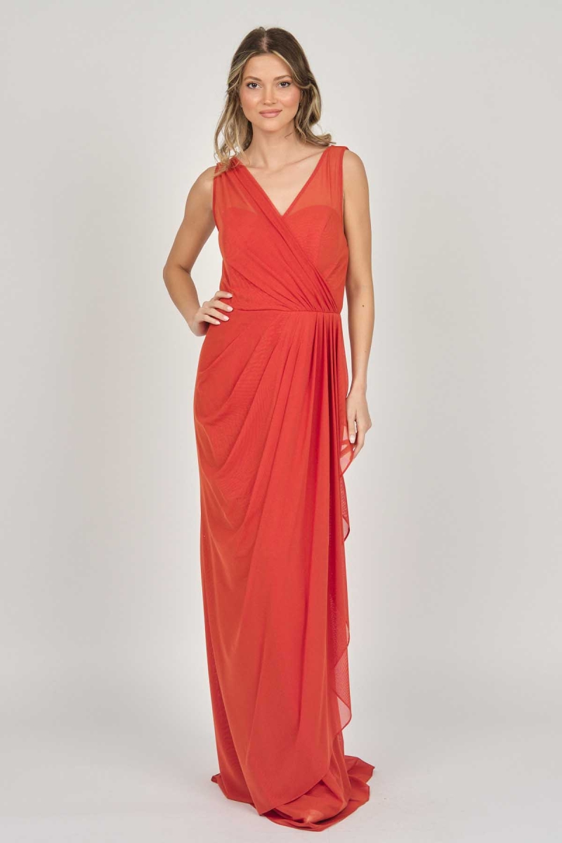 Doridorca Kadın Kolsuz Uzun Abiye Elbise 5922039 Tarçın TARÇIN