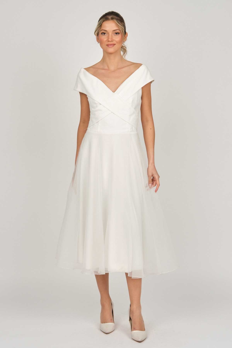 Doridorca Kadın Prenses Yaka Araboy Abiye Elbise 5922090 Kemik KEMİK