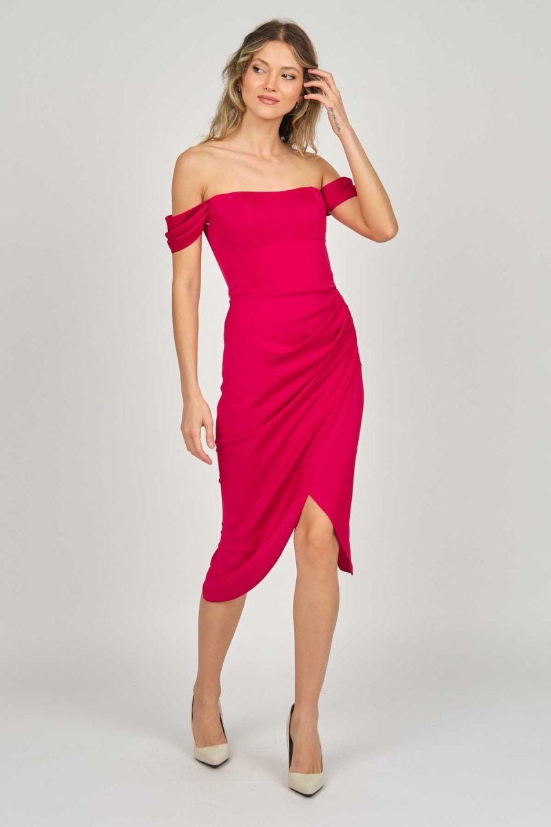 Doridorca Kadın Straplez Abiye Elbise 5924014 Kırmızı Kırmızı