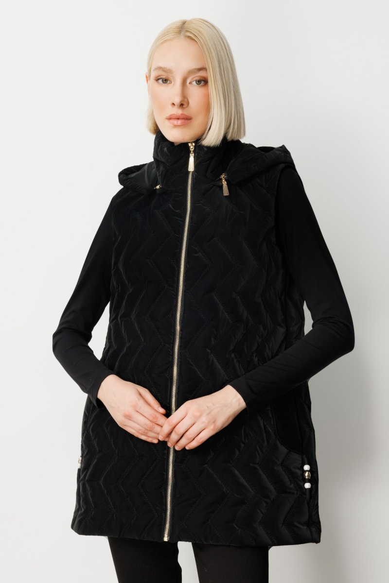 Ekol Kadın Aksesuar Detaylı Şişme Yelek 8583 Siyah Siyah