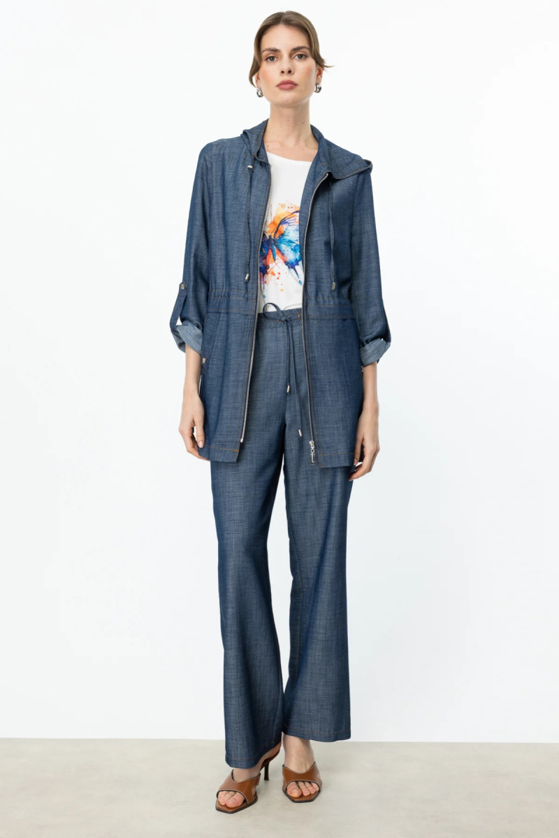 Ekol Kadın Beli Lastikli Bol Paça Pantolon 7050 Indigo Indigo