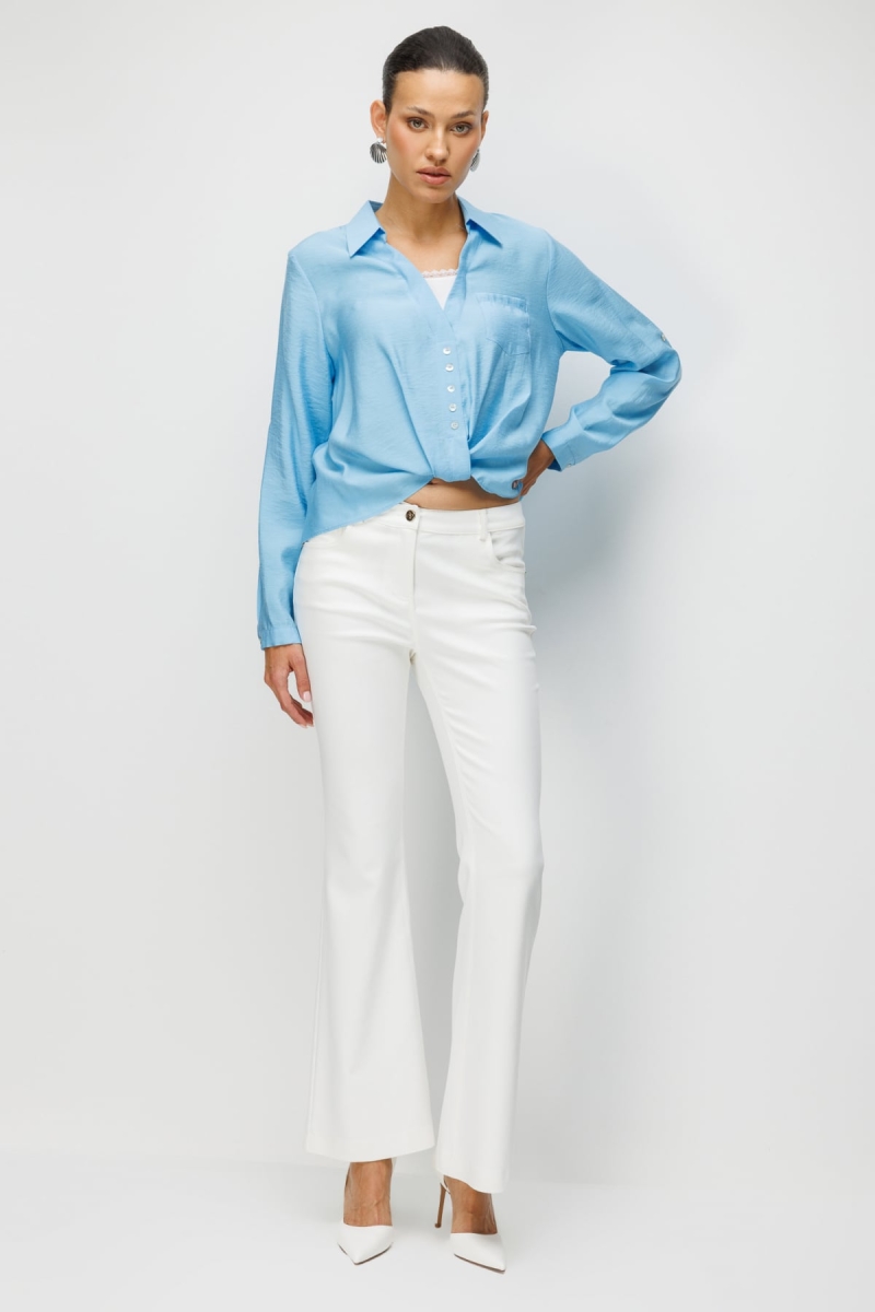 Ekol Kadın Beş Cep İspanyol Paça Pantolon 4034 Ekru Ekru