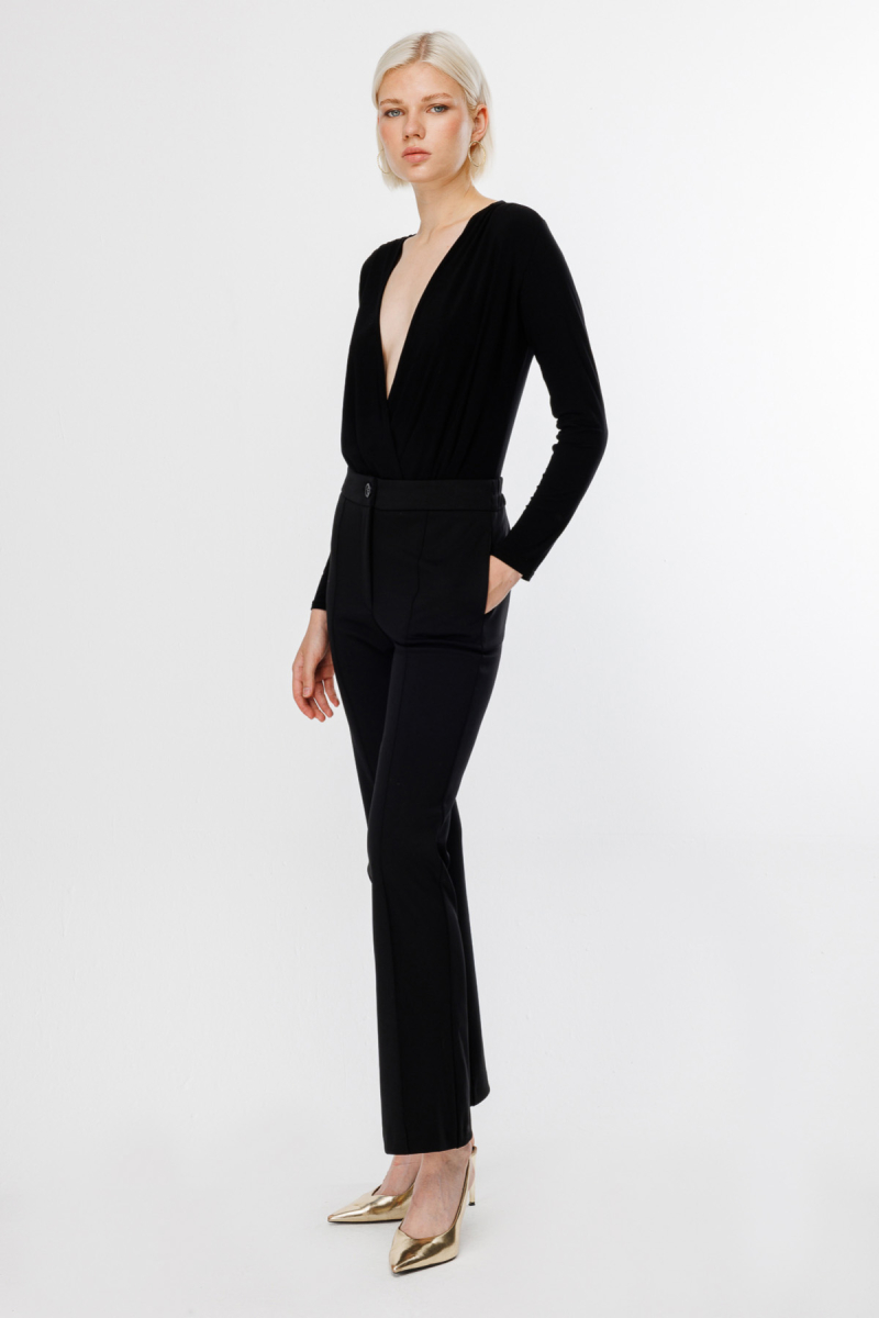 Ekol Kadın Beş Cep İspanyol Paça Pantolon 4079 Siyah Siyah