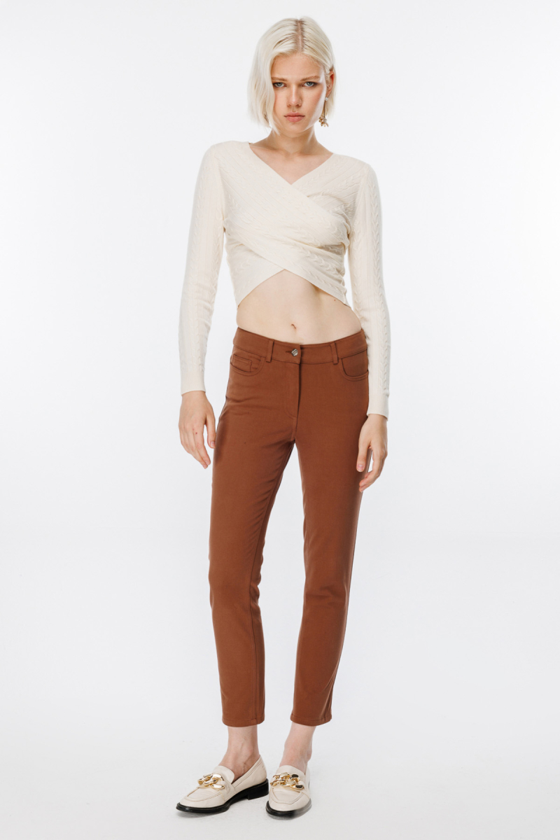 Ekol Kadın Beş Cep Normal Bel Pantolon 4075 Kakao KAKAO