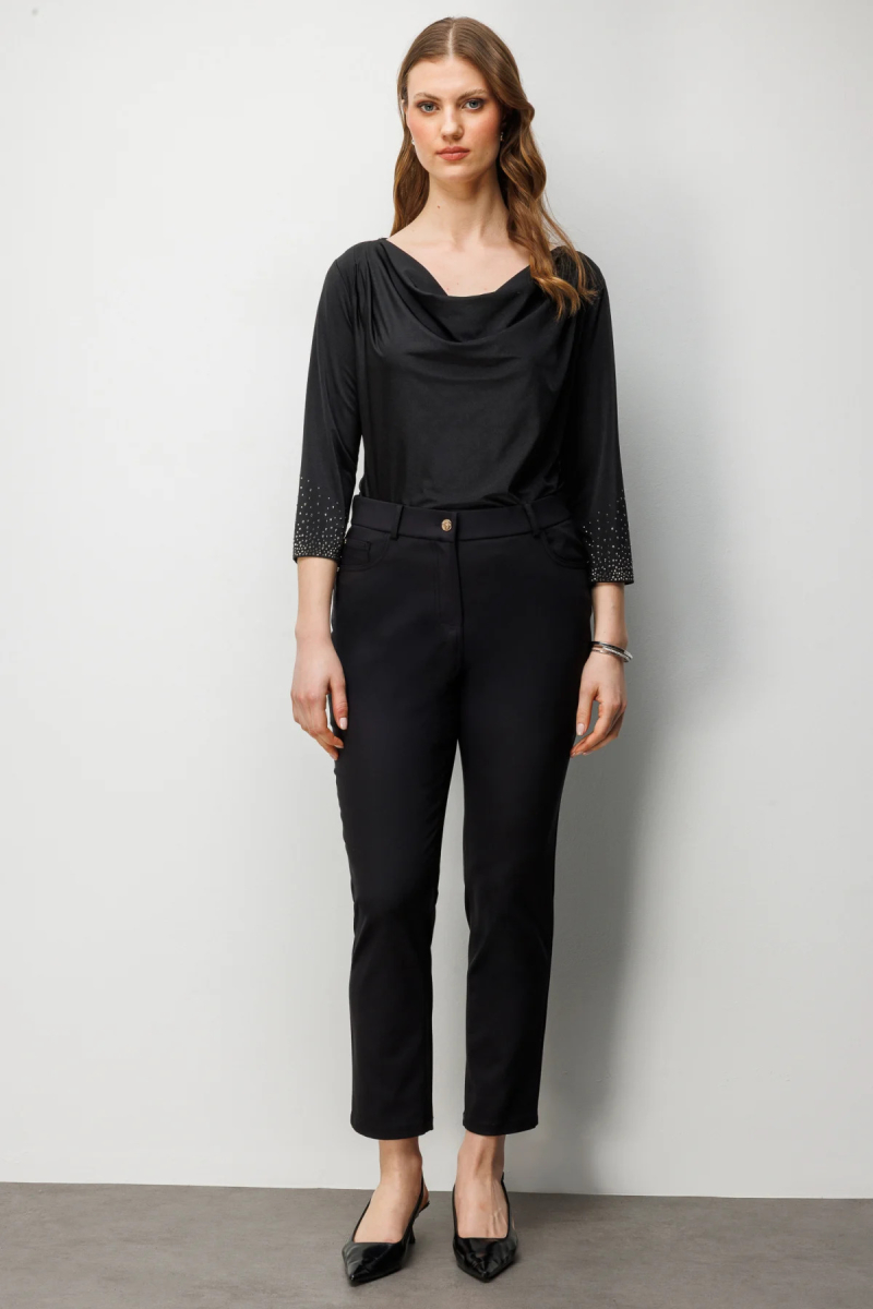 Ekol Kadın Büyük Beden Beş Cep Dar Paça Pantolon 4036 Siyah Siyah