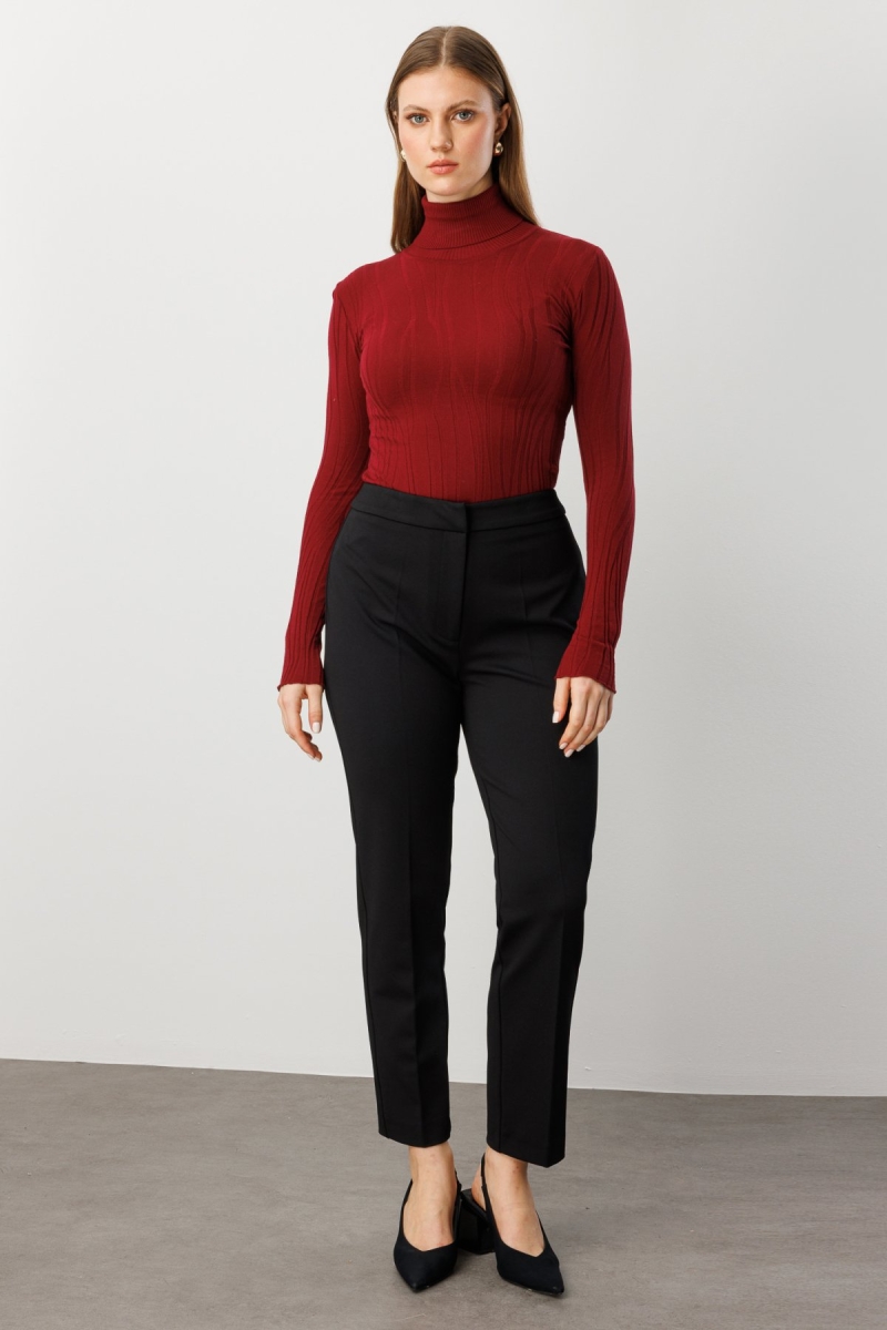 Ekol Kadın Büyük Beden Dar Paça Cepsiz Pantolon 1025 Siyah Siyah