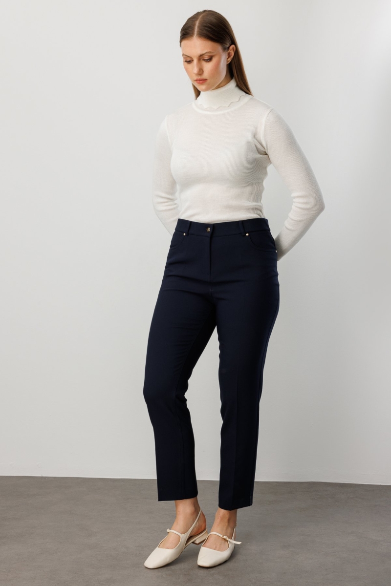 Ekol Kadın Büyük Beden Dar Paça Pantolon 1009 Lacivert Lacivert