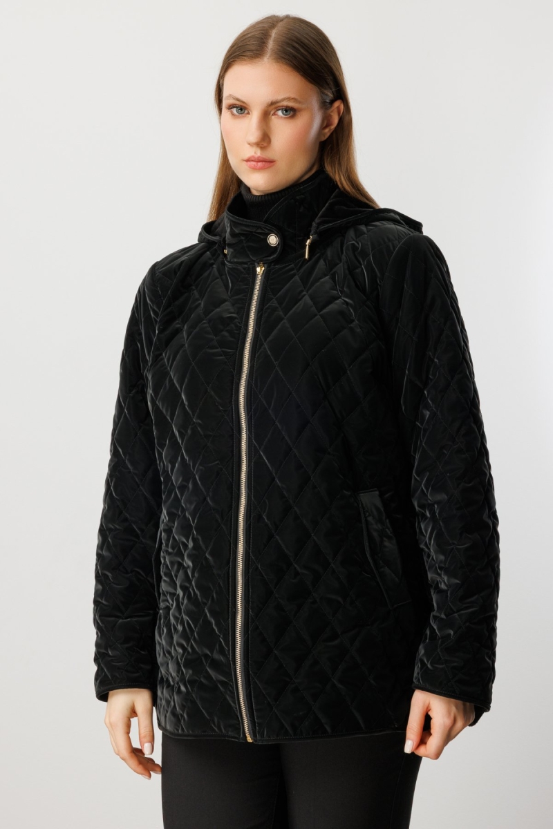 Ekol Kadın Büyük Beden Kapitone Şişme Mont 6805 Siyah Siyah