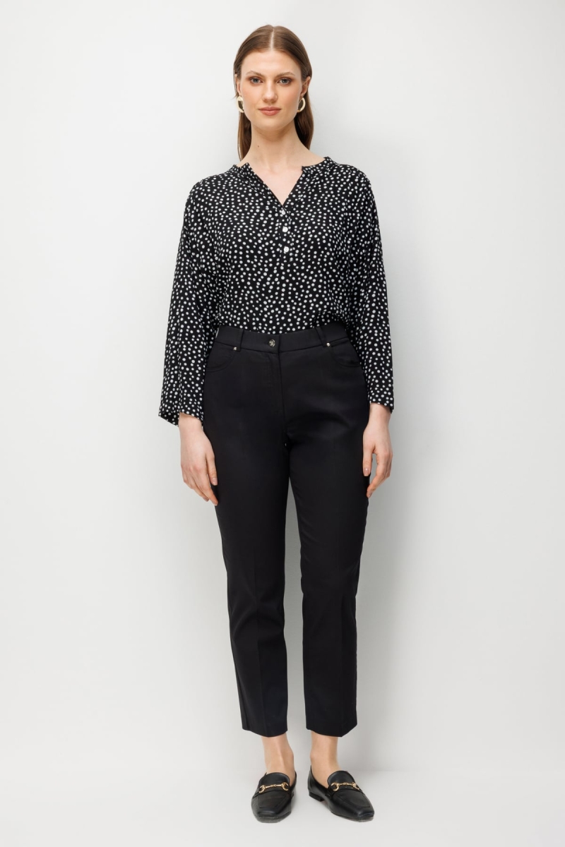 Ekol Kadın Büyük Beden Yüksek Bel Dar Paça Pantolon 4016 Siyah Siyah