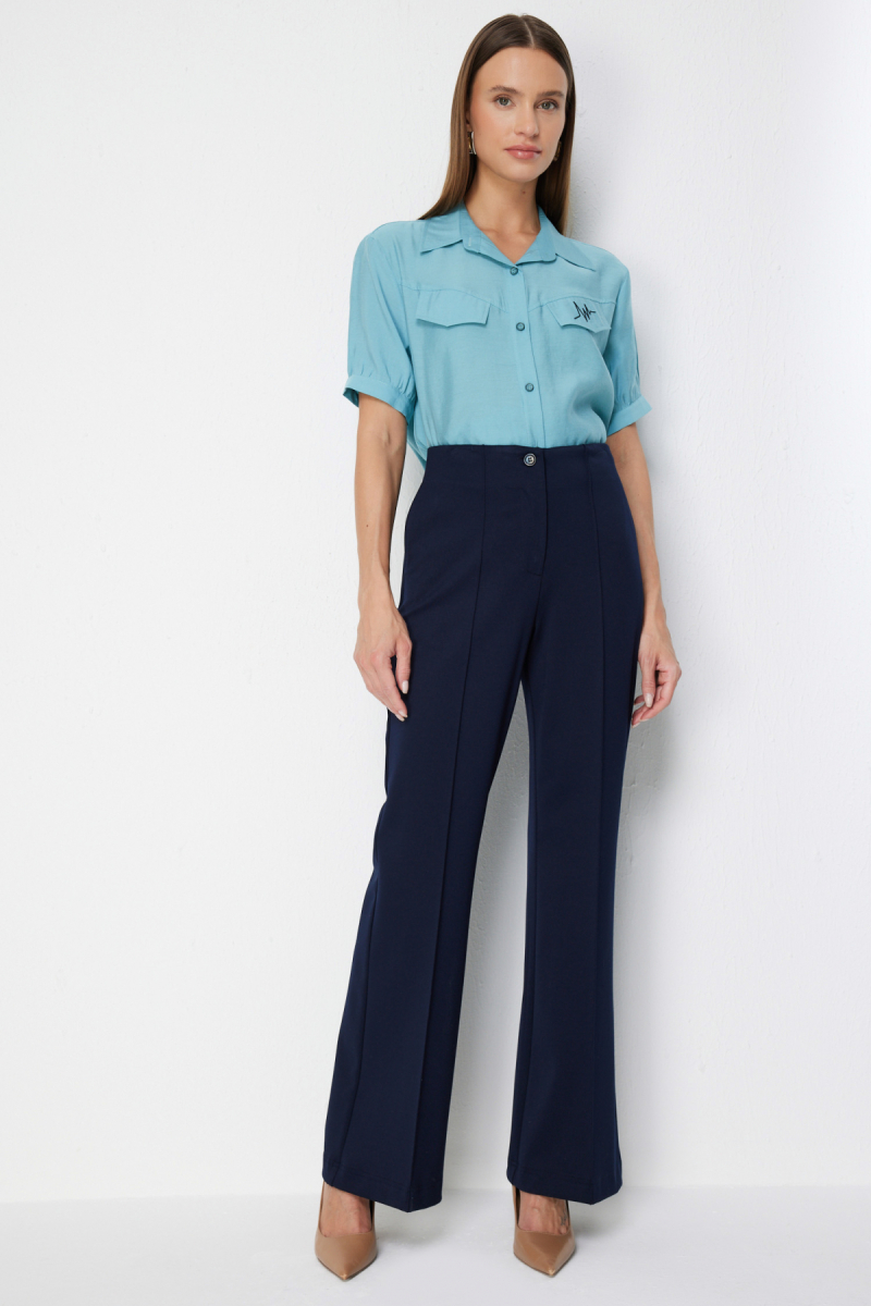 Ekol Kadın Çimalı İspanyol Paça Pantolon 4116 Lacivert Lacivert