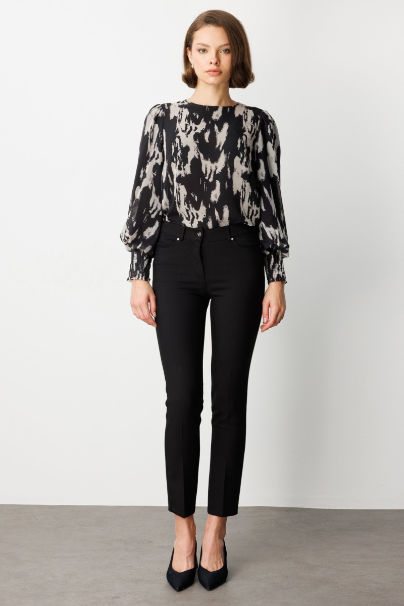 Ekol Kadın Dar Paça Kumaş Pantolon 1007 Siyah Siyah