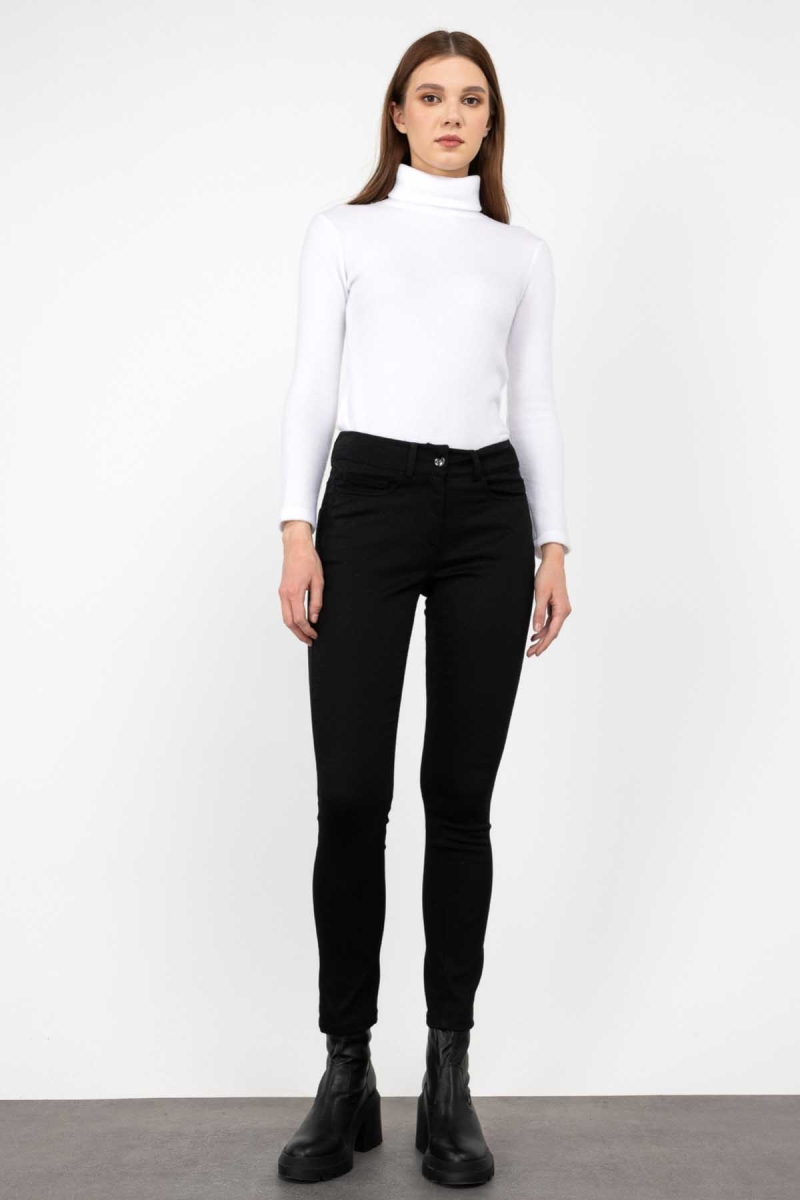 Ekol Kadın Dar Paça Pantolon 2109 Siyah Siyah
