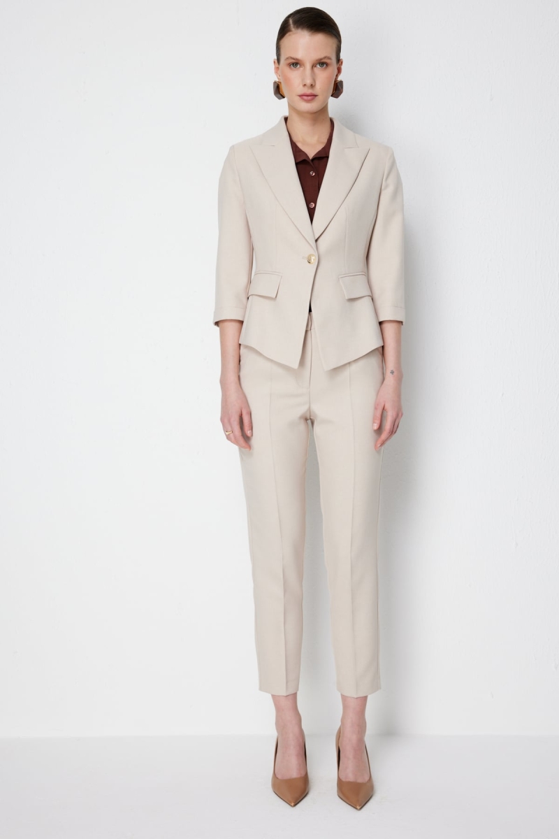 Ekol Kadın Dar Paça Yan Cepli Pantolon 1186 Kum Kum