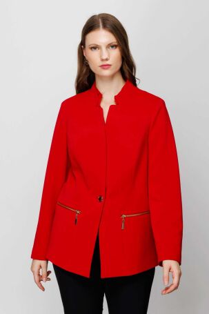 Ekol Kadın Dik Yaka Ceket 4505 Kırmızı Kırmızı