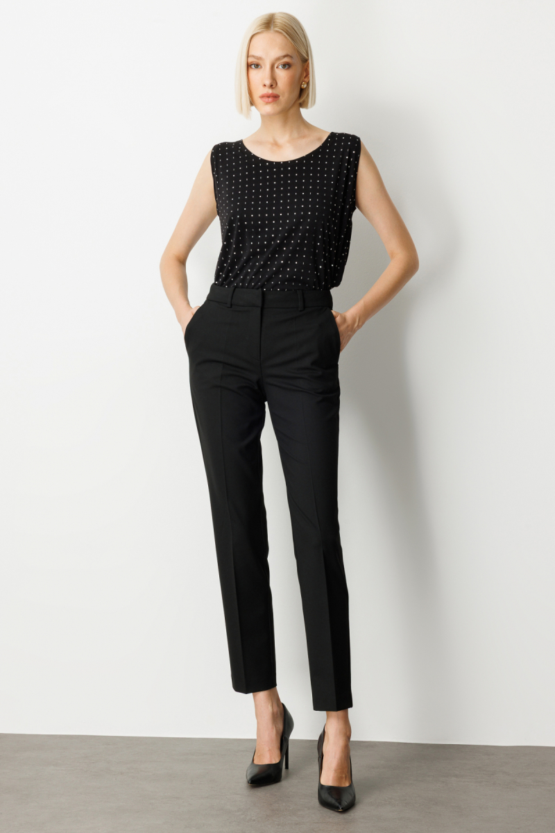 Ekol Kadın Düşük Bel Dar Paça Pantolon 5183 Siyah Siyah